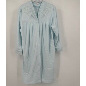 Miss Elaine Womens Cottage Noir Cozy Housecoat Size S Vintage Robe Soft Blue